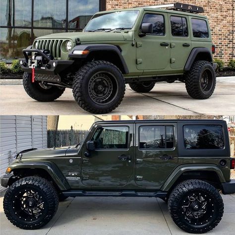 Jeep Wrangler Forest Green Jeep Wrangler, Dark Green Jeep Wrangler, Jeep Wrangler Color Ideas, Wrapped Jeep Wrangler, Jeep Wrangler Customized, Dark Green Jeep, Jeep Wrangler Modified, Blacked Out Jeep Wrangler, Cool Jeeps Wrangler