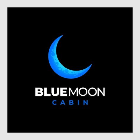 Blue Moon Logo Design, Blue Moon Logo, Crescent Moon Logo, Moon Logo Design, Blue Crescent Moon, Moon Logo, Blue Moon, Crescent Moon, Premium Vector