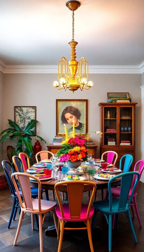 Vintage Eclectic Dining Room, Whimsical Dining Room, Vintage Maximalist Decor, Maximalist Home Decor, Eclectic Dining Room, Eclectic Dining, Maximalist Home, Maximalist Decor, Vintage Eclectic