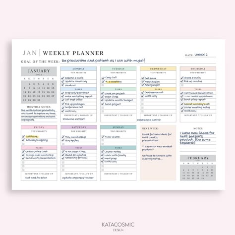 Horizontal Weekly Planner Layout, Work Planner Ideas, Weekly Planner Layout, Weekly Work Planner, Weekly Dashboard, Weekly Planner Ideas, Weekly Planner Pdf, Horizontal Weekly Planner, Office Planner