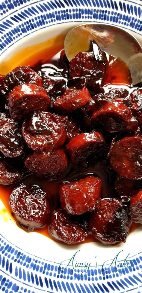 Chorizo in Red Wine | A Tapas Recipe - Aimsy's Antics Tapas Dinner, Spanish Tapas Recipes, Tapas Party, Chorizo Recipes, Tapas Dishes, Tapas Recipes, Spanish Tapas, Spanish Dishes, Portuguese Recipes