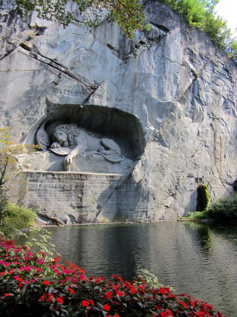 Swiss Lion. Lion of       Lion of Lucerne, Switzerland. Photo by Sonnie Burger.    Lucerne, Switzerland. Photo by Sonnie Burger. Lion Monument Lucerne, Lion Of Lucerne, Lion Monument, Lucerne Switzerland, Europe Trip, Lucerne, Europe Travel, Places Ive Been, Mount Rushmore