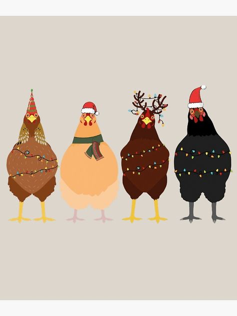 "сute christmas chickens Christmas Farm" Greeting Card for Sale by OLIHESSEL Christmas Chicken Wallpaper, African Christmas Cards, Chicken Coop Illustration, Chicken Christmas Card, Christmas Card Animals, Christmas Chicken Art, Christmas Cards Animals, Christmas Card Puns, Christmas Card Collage