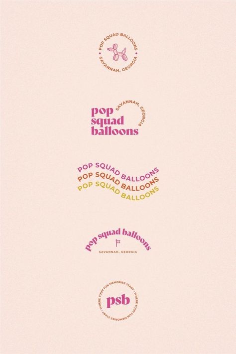 Pink Brand Identity Design, Balloon Logo Design Ideas, Event Business Logo, Creative Studio Logo Design, Girly Branding Design, Event Decor Logo, Balloon Business Logo, Ptp Ideas, Balloon Branding