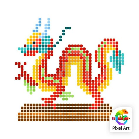 Chinese Pixel Art, Dragon Perler Bead Patterns, Dragon Perler Beads, Pixel Art Dragon, Pixel Dragon, Pattern Pixel Art, Pokemon Cross Stitch Patterns, Perler Pattern, Chinese New Year Dragon