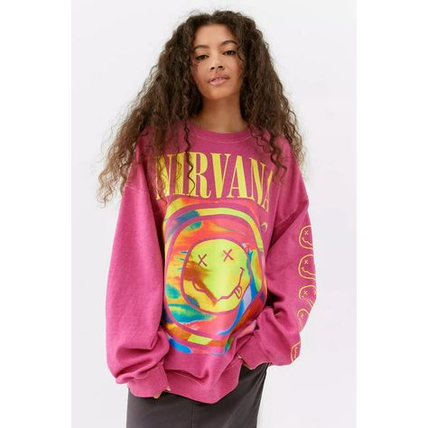 Pink Nirvana Sweatshirt, Pink Nirvana, Nirvana Smile, Nirvana Hoodie, Nirvana Sweatshirt, Urban Outfitters Women, Cute Everyday Outfits, Urban Outfitters Tops, Pink Sweatshirt