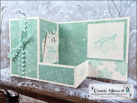 Make This Jolly Z-Fold Card That Has A Pocket! | Christmas Card Ideas Z Fold Cards Ideas, Z Fold Cards, Simply Simple Stamping, Box Cards Tutorial, Christmas Card Ideas, Fancy Fold Card Tutorials, Stamp Tutorial, One Sheet Wonder, Pocket Card