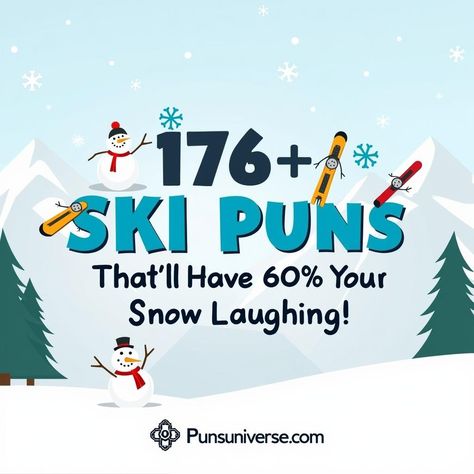 Get ready to hit the slopes of laughter with "176+ Ski Puns That'll Have You Snow Laughing!" ⛷️ From snow-mazing one-liners to frosty fun, these puns will warm your heart and tickle your funny bone. Perfect for chilly days or après-ski giggles! ❄️😂 Share the joy and spread the cheer! #puns #SkiSeason #SnowHumor #WinterVibes #FunnyPuns #SkiLife Snow Puns, Skiing Quotes, Snow Humor, Skiing Humor, Snow Much Fun, Cute Puns, How To Make Snow, Ski Season, Jokes For Kids