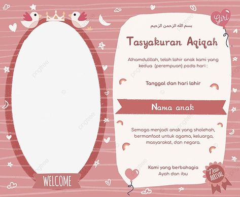 Gambar Kartu Tasyakuur Aqiqah Anak Perempuan Aqiqah Card Design, Green Baby Shower Invitations, Ribbon Invitation, Creative Cv Template, Baby Sticker, Baby Shower Party Invitations, Clipart Baby, Green Baby Shower, Calligraphy Name