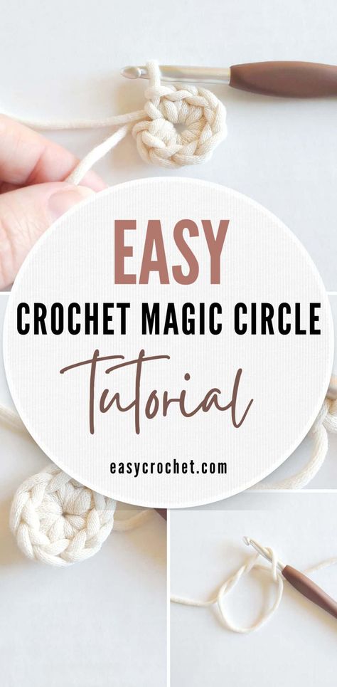 How to Crochet a Magic Circle for Beginners (Magic ring) - Easy Crochet Patterns Crochet A Magic Circle, Magic Circle Crochet, Crochet Circle Pattern, Magic Ring Crochet, Different Crochet Stitches, Crochet Patterns Free Beginner, Beginner Crochet Tutorial, Crochet Earrings Pattern, Crochet Circles