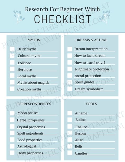 Witch Checklist, Witch Research, Research Topics, Eclectic Witchcraft, Beginner Witch, Witch History, Card Artwork, Witchcraft Spells For Beginners, Witch Tools