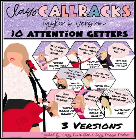 Taylor Swift Lyrics Inspired Classroom CallBacks or Attention Getters Classroom Callbacks, Opinion Writing Anchor Chart, Taylor Swift Classroom, Opinion Writing Anchor Charts, Writing Anchor Chart, Attention Getters, Writing Anchor Charts, Teaching Lessons, Opinion Writing