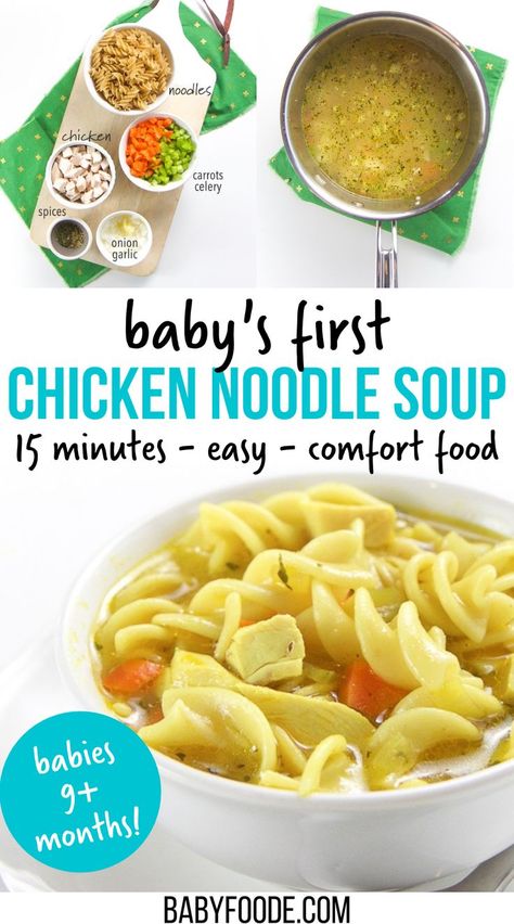 9 Months Food Ideas, Easy Sick Soup Recipes, Easy Dinner Recipes When Sick, Dairy Free Infant Meals, Toddler Meals Recipes, Baby Snacks 9 Months, Blw Dinner Ideas 9 Months, Simple Noodle Soup, 9 Month Baby Food Ideas