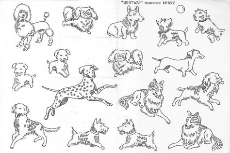 bestway 1612 | Flickr - Photo Sharing! Embroidery Animals, Vintage Embroidery Transfers, Jacket Embroidery, Weird Drawings, Tattoo Flash Sheet, Dog Sketch, Traditional Tattoo Design, Redwork Embroidery, Line Art Tattoos