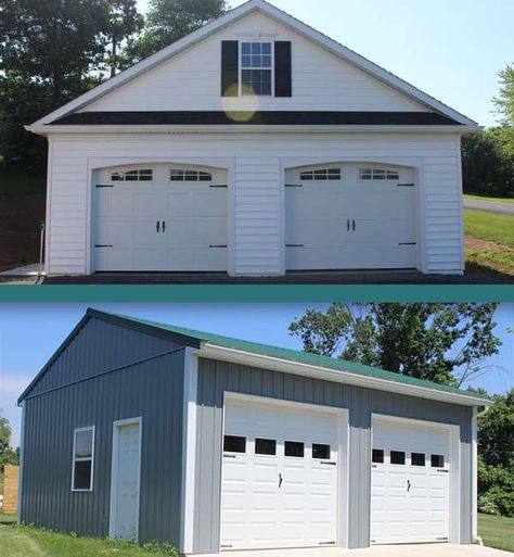 Pole Barn Kits for Sale: Best Custom Garage Building Kits New Holland PA Garage Shop Plans Layout, 40x60 Garage, Barn Kits For Sale, Metal Homes Floor Plans, 28x36 Garage Plans, Barn Garage Ideas, Gray Pole Barn With Black Doors, 30x40 Garage, 30x40 Pole Barn