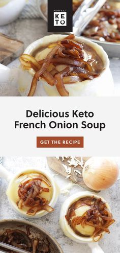 Keto French Onion Soup, Keto Almond Bread, Onion Soup Recipe, Soup Appetizers, French Onion Soup Recipe, Onion Soup Recipes, Keto Lunch Ideas, Keto Soup, Low Carb Soup