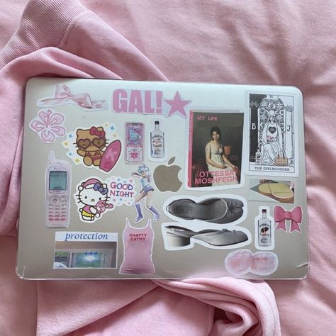 Macbook Case Stickers, Pink Academia, Pink Macbook, Mac Case, Laptop Case Stickers, Laptop Decoration, Macbook Stickers, Macbook Wallpaper, Pink Girly Things