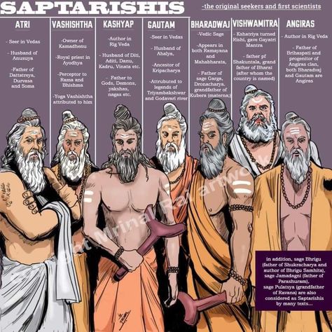 Sapta Rishi, Sanatani Hindu, Hinduism History, Ancient Indian History, Indian Culture And Tradition, Ancient History Facts, Hindu Rituals, Indian History Facts, India Facts