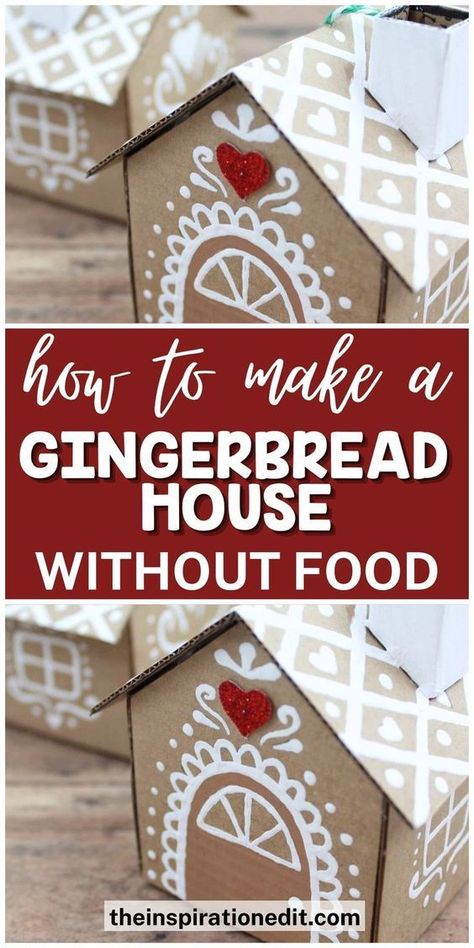 Cardboard Gingerbread, Gingerbread House Craft, Cardboard Gingerbread House, Homemade Gingerbread House, Ginger Bread House Diy, Gingerbread House Template, Gingerbread House Parties, Make A Gingerbread House, Gingerbread House Designs