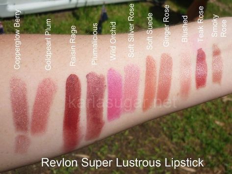 Revlon Raisin Rage, Revlon Lustrous Lipstick Swatch, Raisin Lipstick, Revlon Lipstick Swatches, Revlon Blush, Lipgloss Swatches, Revlon Lipstick, Revlon Super Lustrous Lipstick, Makeup And Hairstyles