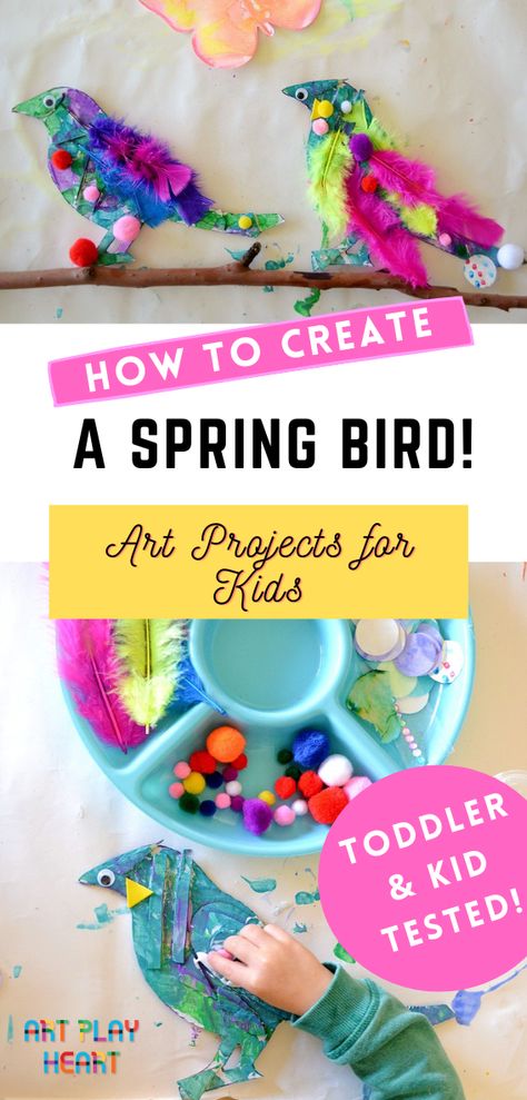 Bird Art For Kindergarten, Bird Week Activities, Bird Process Art, Preschool Bird Art, Toddler Bird Craft, Bird Crafts For Kids, Kindy Art, Connections Art, Bird Activities