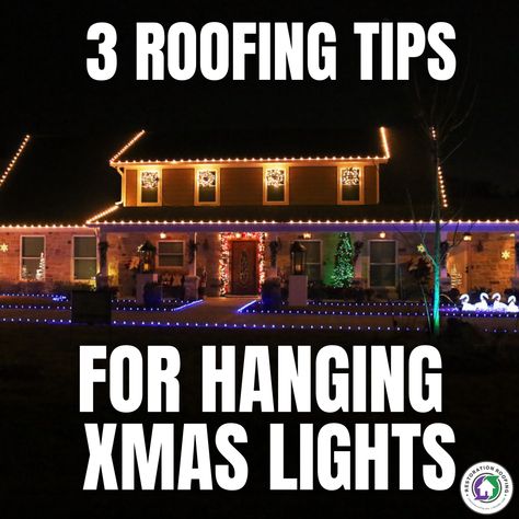 Don’t cause your shingle to jingle this holiday. Whether you are the kind of person that starts decorating the beginning of November or waits until after Thanksgiving, it is important to know how to safely hang your Christmas lights. Christmas Lights Roof, Christmas Lights On Roof, Roof Christmas Lights, Roof Restoration, Hanging Christmas Lights, Santa And His Reindeer, Xmas Lights, Roof Tiles, Roof Shingles