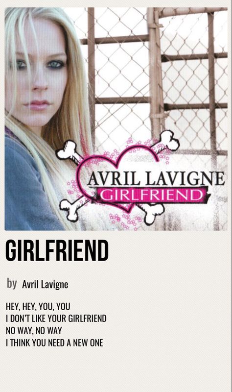 Girlfriend Avril Lavigne, Avril Lavigne Girlfriend, Avril Lavigne Poster, Avril Lavigne Songs, Girlfriend Avril, Girlfriend Song, 2000s Songs, 2000 Songs, Ipod Wallpaper