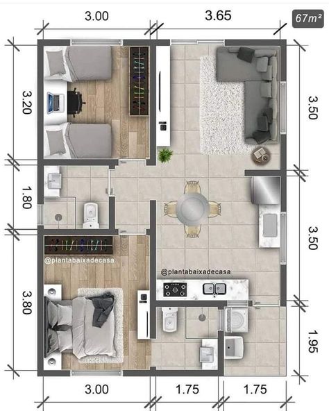 Small House Blueprints, Small House Layout, Modern Small House Design, Cottage Style House Plans, House Floor Design, Small House Floor Plans, Building Plans House, Small Apartment Design, Apartment Floor Plans