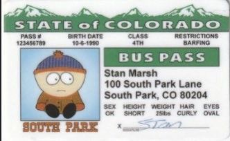 Id Cover, Stone Park, I Hate Mondays, South Park Memes, Hate Mondays, Bus Pass, Phone Decor, Bus Card, South Park Funny