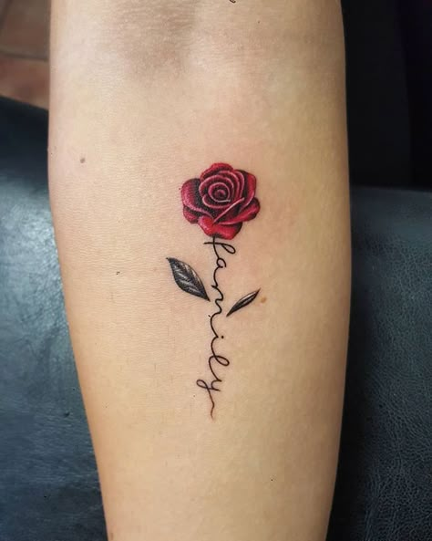 Red rose tattoo by Condrea. Limited availability at Redemption Tattoo Studio Let Them Rose Tattoo, Women Back Arm Tattoo, Mother Daughter Rose Tattoos, Rose Small Tattoo Design, Rose Angel Tattoo, Cartoon Rose Tattoo, Mom Rose Tattoo, Red Rose Tattoos For Women, Red And Black Rose Tattoo