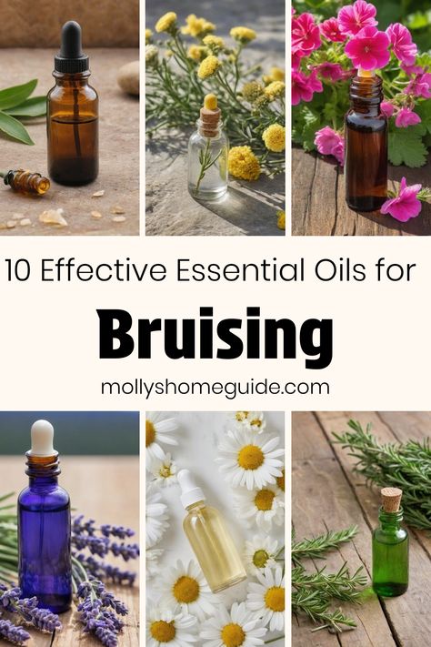 Discover the power of essential oils for bruises with these top 10 picks! From Helichrysum to Lavender, Rosemary, and more, these natural remedies can help speed up the healing process. Whether you're dealing with a bruise from a bump or injury, incorporating essential oils like Frankincense, Arnica, Juniper, Myrrh, Roman Chamomile, or Geranium into your routine can promote faster recovery. Oils For Bruising, Essential Oils For Bruising, Essential Oil For Bruising, Oil Image, Helichrysum Essential Oil, Cypress Essential Oil, Medical Herbs, Lavender Rosemary, Chamomile Oil