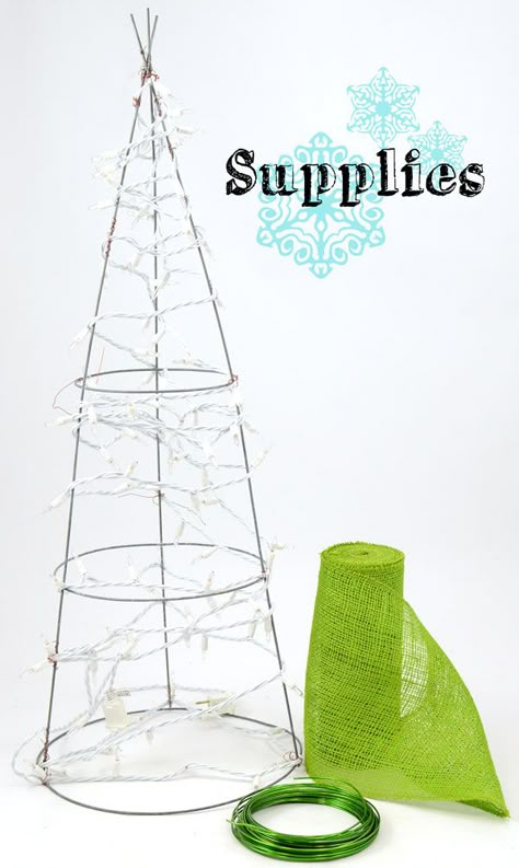 wire christmas tree craft | ... Mardi Gras Outlet: DIY Holiday Burlap Tree created with a Tomato Cage Diy Wire Christmas Tree, Christmas Tree Crafts Diy, Tomato Cage Crafts, Wire Christmas Tree, Burlap Tree, Burlap Trees, Christmas Tree Craft, Burlap Christmas Tree, Tree Craft