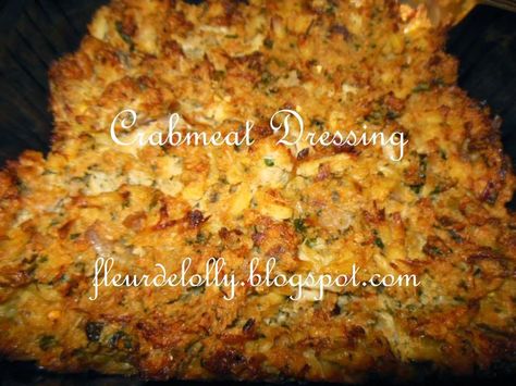 Crab Dressing Recipe, Crab Dressing, Seafood Dressing Recipe, Seafood Dressing, Crabmeat Stuffing, Cajun Comfort Food, Meat Stuffing, Christmas Stuffing, Savory Appetizers