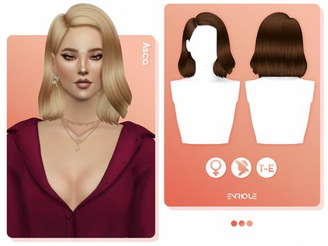 EnriqueS4 - Asca Hairstyle Sims 4 Cc Short Hair Female Maxis Match, Sims Patreon, Hair Ts4, Heavy Bangs, Sims 4 Anime, Pelo Sims, Sims Four, Sims4 Clothes, Sims Hair