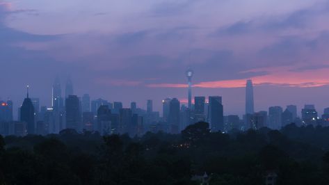 Time lapse: Foggy low clouds Kuala Lumpur city view during dawn overlooking the city skyline from afar with lushes green in the foreground. Federal Territory, Malaysia. Pan up motion timelapse. City Skyline Photography, City Skyline At Night, Skyline Photography, Projector Photography, Landscape Reference, Kuala Lumpur City, Night Skyline, Lucid Dreams, City Sky