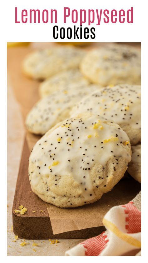 Calling all lemon lovers with these lemon poppyseed cookies are soft and chewy and topped with a tangy lemon glaze. The cookie dough comes together in minutes and is made with fresh lemon juice and lemon zest, and lots of crunchy poppyseeds! Lemon Poppyseed Cookies, Tart Glaze, Poppyseed Cookies, Lemon Poppy Seed Cookies, Poppy Seed Cookies, Seed Cookies, Lemon Treats, Chocolate Cobbler, Lemon Poppy Seed