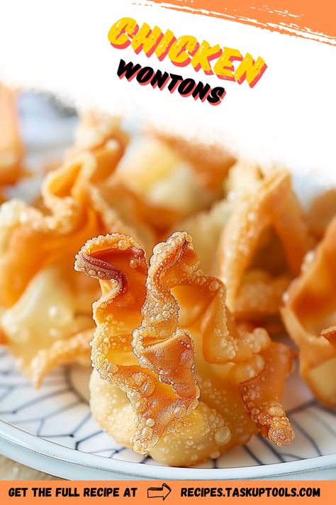 Discover a tantalizing explosion of flavors with our Chicken Wontons recipe. Enjoy crisp, savory bites filled with the perfect blend of ground chicken, spices, and herbs. Each wonton offers an appetizing experience you can prepare at home. Dive into our recipe, a fantastic joyride for all food lovers, and give your family dinners or potluck parties a touch of gourmet delight. Pin now and explore a world of culinary wonders! Chicken Wonton Recipes, Wonton Wrapper Dessert, Wonton Filling Recipes, Wonton Filling, Sweet Chili Dipping Sauce, Chicken Wontons, Fried Wontons, Wonton Recipes, Savory Bites