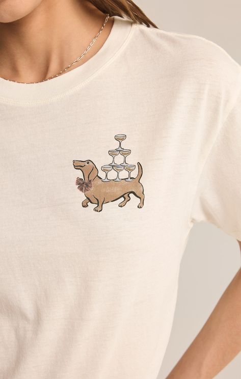 You'll be the life of the party with this champagne and wiener dog tee. Crafted from our lightweight cotton, this soft jersey tee delivers an easy, relaxed fit and cute graphic chest hit. Z SUPPLY Graphics Women's Bestie Boyfriend T-Shirt, Sea Salt, Large Cotton T Shirts Women, Side Chest, Dogs Tee, Life Of The Party, Boyfriend T Shirt, Wiener Dog, Boyfriend Tee, Baby & Toddler Clothing, Jersey Tee