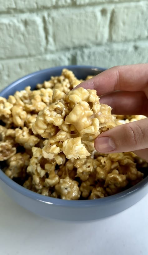 Marshmallow Caramel Popcorn - Dang That's Sweet Marshmellow Carmel Corn, Marshmallow Carmel Corn, Marshmallow Caramel Corn, Soft Popcorn Balls Recipe, Sticky Popcorn, Soft Caramel Popcorn, Marshmallow Caramel Popcorn, Marshmallow Caramel, Popcorn Balls Recipe