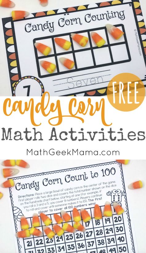 Candy Corn Activities, Corn Activities, Candy Corn Math, Candy Math, Fall Math Activities, Kindergarten Units, Addition Games, Steam Science, Math Geek