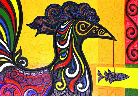 The Sarimanok - Filipino Culture by The Pinoy Warrior Mythical Bird, Filipino Art, Mythical Birds, Philippine Art, Philippines Culture, Filipino Culture, Indigenous Art, Traditional Paintings, Kids Art Projects