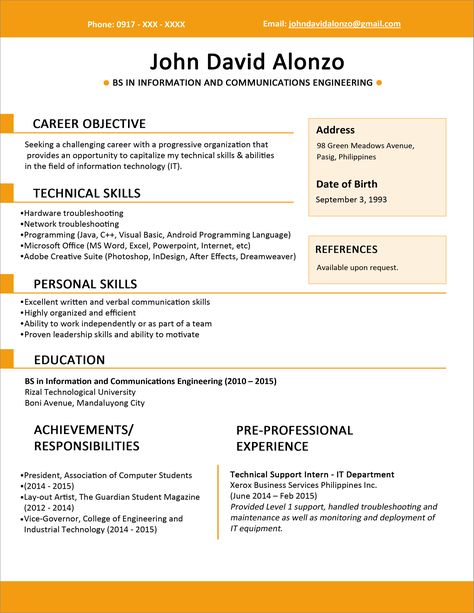 Resume Format One Page ,  #format #resume #ResumeFormat Study Layout, Resume Format Examples, Job Resume Format, Cv Example, Sample Resume Format, Chronological Resume, Sample Resume Templates, Basic Resume, Resume Layout