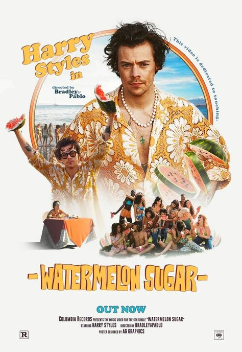 Harry Styles Watermelon Sugar, Stile Harry Potter, Harry Styles Poster, Bedroom Wall Collage, Watermelon Sugar, Movie Poster Wall, Harry Styles Wallpaper, Harry Styles Pictures, Harry Styles Photos