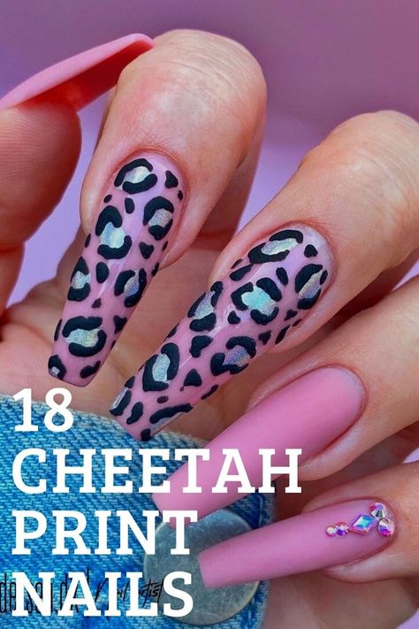 18 Cheetah Print Nails Glitter Animal Print Nails, Neon Cheetah Nails, Gold Cheetah Nails, Colorful Cheetah Print Nails, Cheetah Print Nail Designs, Print Nails Design, Red Cheetah Nails, Printed Nails, Pink Cheetah Nails