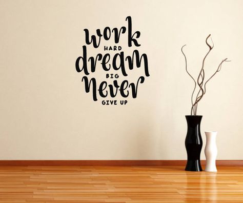 Work Hard Motivational Wall Sticker Quote Wall Decal Quotes Inspirational, Motivational Wall Quotes, Quote Work, Work Hard Dream Big, Wall Stickers Quotes, Inspirational Wall Decals, Wall Quotes Decals, Motivational Wall, Motivation Wall