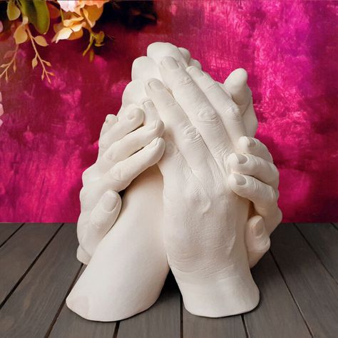 Hand Casting Ideas, Family Hand Casting, Plaster Hands, Hand Casting, Families Hands, Diy Plaster, 40th Anniversary Gifts, Casting Kit, Gifts For Couples