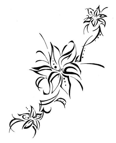 Lily Tattoo Stargazer Lily Tattoo, Tattoo Lily, Stammestattoo Designs, Lily Tattoo Design, Lily Flower Tattoos, Clover Tattoos, Back Of Shoulder Tattoo, Hawaiian Tattoo, Vine Tattoos