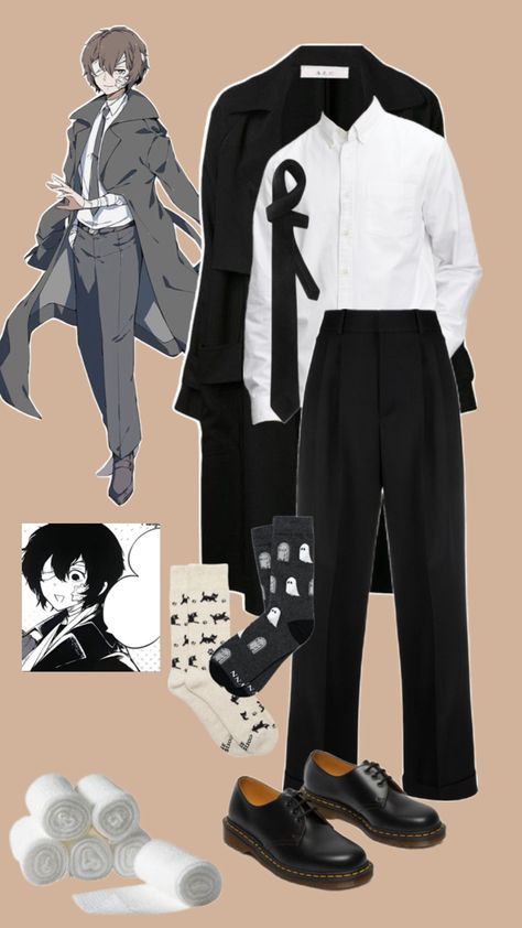 HAPPY BIETJDAY BIITTTTCCHHHH so you bring me a birthday present on my birthday at my bir- Bungo Stray Dogs Inspired Outfits, Dazai Clothes, Bsd Outfit Ideas, Dazai Outfit, Bsd Inspired Outfit, 15 Dazai, Style Theory, Dark Academia Outfits, A Birthday Present