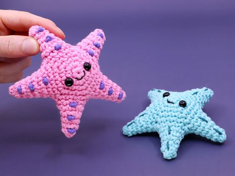 Starfish (aka Sea-Star) Amigurumi – Club Crochet Under The Sea Crochet, Sea Crochet, Baby Starfish, Club Crochet, Crochet Starfish, Starfish Keychain, Interactive Pdf, Crochet Fish, Easy Crochet Animals