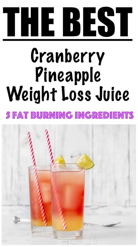 Low Calorie Cranberry Pineapple ACV Weight Loss Juice Pineapple Juice Benefits, Pineapple Juice Recipes, Cranberry Benefits, Unsweetened Cranberry Juice, Cranberry Drinks, Bay Breeze, Fat Burning Juice, Pineapple Drinks, Low Calorie Cooking